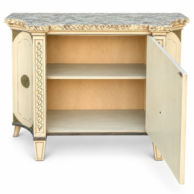 Ivory Italian Neo-Classical Style Hand Painted Faux Marble Top Cabinet / Credenza / Sideboard For Sale - Image 8 of 8