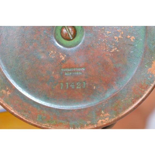 1910s Traditional Tiffany Studios Bronze and Favrile Table Lamp For Sale - Image 10 of 10