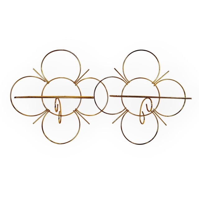 Mid-Century Modern 1950s Atomic Mid-Century Gold Wire Daisy Flower Wall Shelves, a Pair For Sale - Image 3 of 10