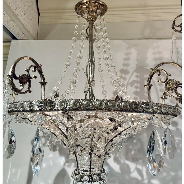 Myran Allan Luxury Lighting Neoclassical Antique Silver Petite Bohemian Crystal Chandelier For Sale In Atlanta - Image 6 of 7