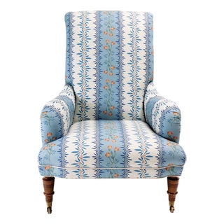 Ferrick Mason Upholstered Large Antique Chair With Casters For Sale