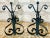 Vintage Spanish Mission, Spanish Colonial Scrollwork Black Wrought Iron Fireplace Andirons in the Style of Addison Mizner- Set of 2 For Sale - Image 10 of 12