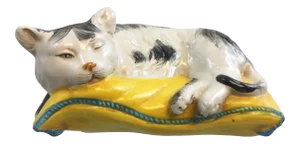 1980s Italian Ceramic Kitten on Pillow