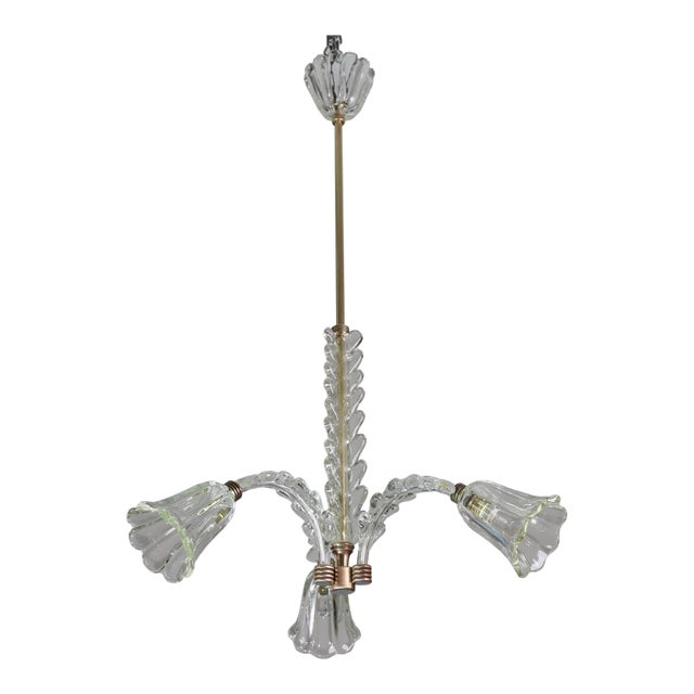 Charming Art Decò Chandelier by Barovier E Toso, 1940s For Sale