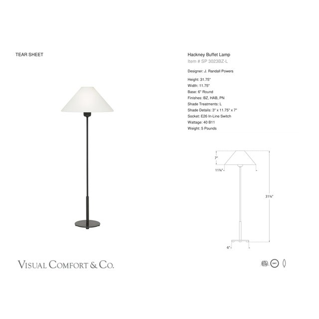 J. Randall Powers by Visual Comfort Signature Hackney Buffet Lamp in Bronze with Linen Shade Designer: J. Randall Powers...