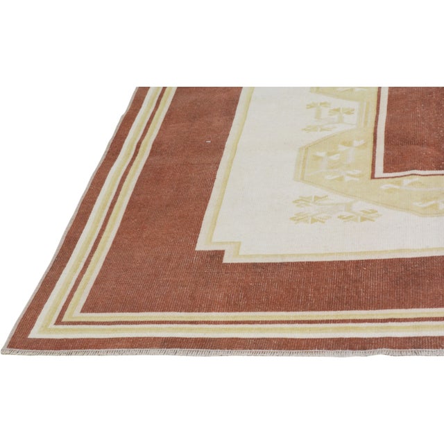 1960s 1960s Vintage Turkish Oushak Hand Knotted Rug With Organic Wool and Soft Texture,5'2"X7'3" For Sale - Image 5 of 6