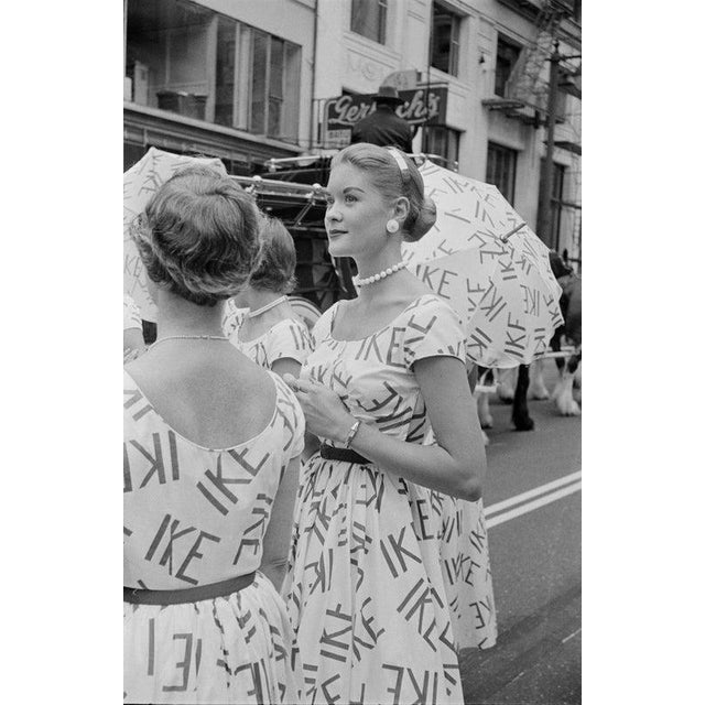 Republican Bandwagon Women with 'Ike' dresses and parasols during the Republican Convention in San Francisco, California,...