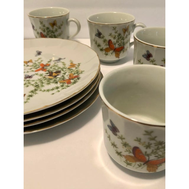 Vintage "Butterfly" Shafford Porcelain Tea Cups and Dessert Plates Set