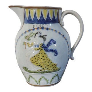 1790 18th Century English Peace and Plenty Pearlware Jug Pitcher For Sale