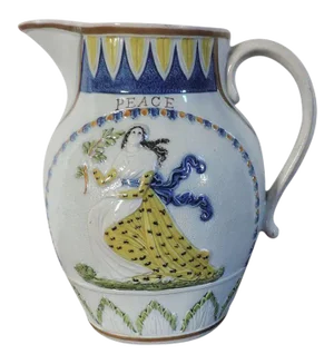 1790 18th Century English Peace and Plenty Pearlware Jug Pitcher