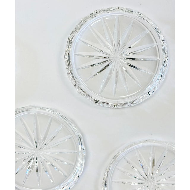 Glass Vintage Waterford "Heritage" Cut Crystal Coasters, S/5 For Sale - Image 7 of 8