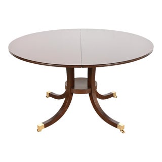 Baker Furniture Georgian Mahogany Pedestal Extension Dining Table, Newly Refinished For Sale
