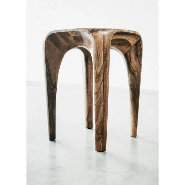 Handmade Walnut Stool by Maxime Goléo For Sale - Image 6 of 10