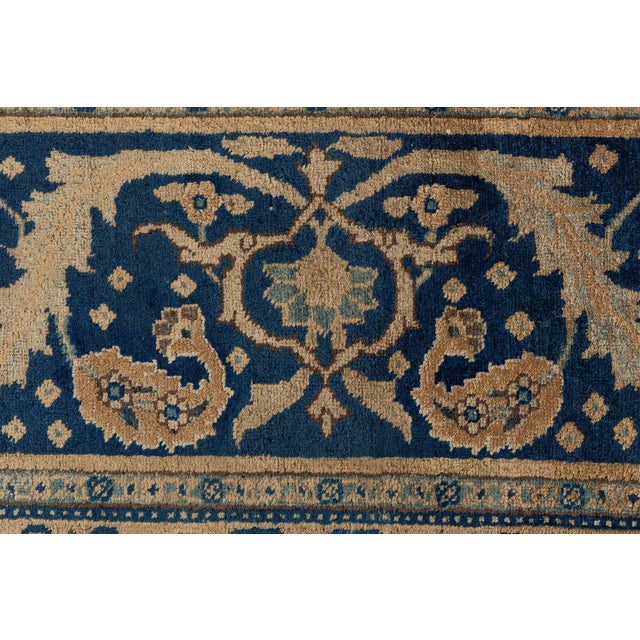 Textile Antique Tabriz Rug in Blue and Brown For Sale - Image 7 of 9