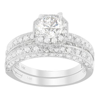 14K White Gold 1 ct. TDW Round Cut Diamond Ring (G-H, I1-I2) For Sale