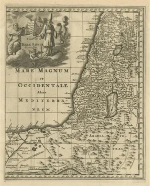 Original Antique Map of the Holy Land with Decorative Cartouche