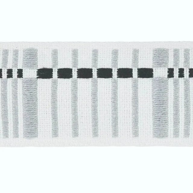 Modern Sample - Schumacher Carmo Tape Medium in Silver & Black For Sale - Image 3 of 3