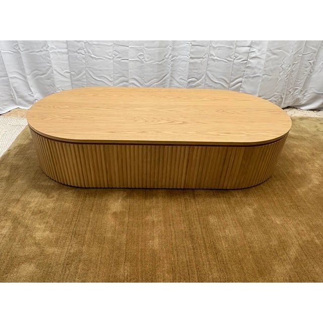 Restoration Hardware Rh Byron Coffee Table — 64” Light Oak | Reeded American White Oak | Artisan Crafted For Sale - Image 4 of 18