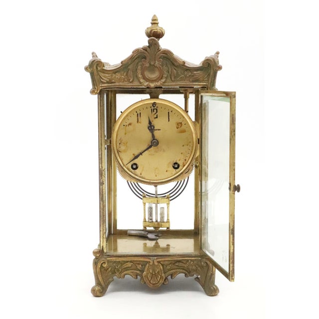 New Haven Clock Company Antique New Haven Clock Co. Regulator Clock With Key For Sale - Image 4 of 13