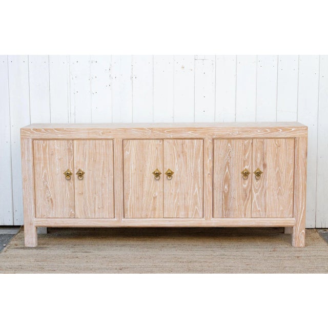 Asian Reclaimed Elm Artisanal Whitewash 6-Door Sideboard For Sale - Image 3 of 10