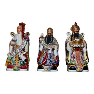 Mid 20th Century Fu Lu Shou Porcelain Immortals- Set of 3 For Sale