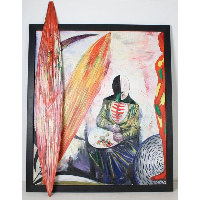 Hubertus Giebe (*1953) Title: Der Maler (1999) Oil on canvas + object, oil on wood Literature: See "Hubertus Giebe...