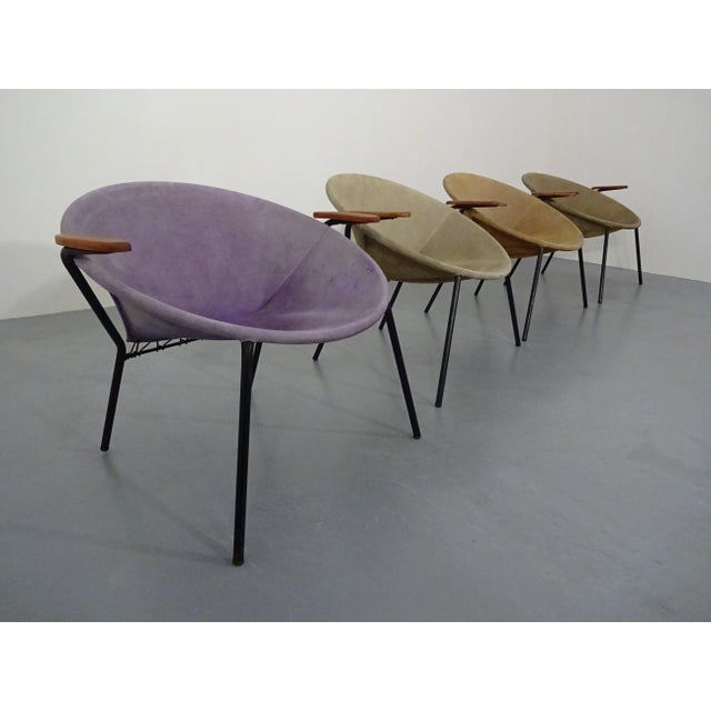 Hans Olsen Danish Sueded Balloon Chairs by Hans Olsen for LEA Furniture, 1950s, Set of 4 For Sale - Image 4 of 18