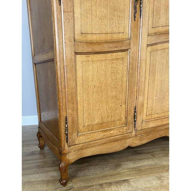 Wood Vintage French Louis XVI Style Wardrobe in Oak For Sale - Image 7 of 12