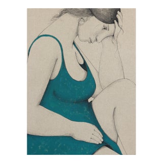 A Woman of My Dream I - Figurative Portrait Painting on Canvas Original Artwork by Mohamad Khayata For Sale