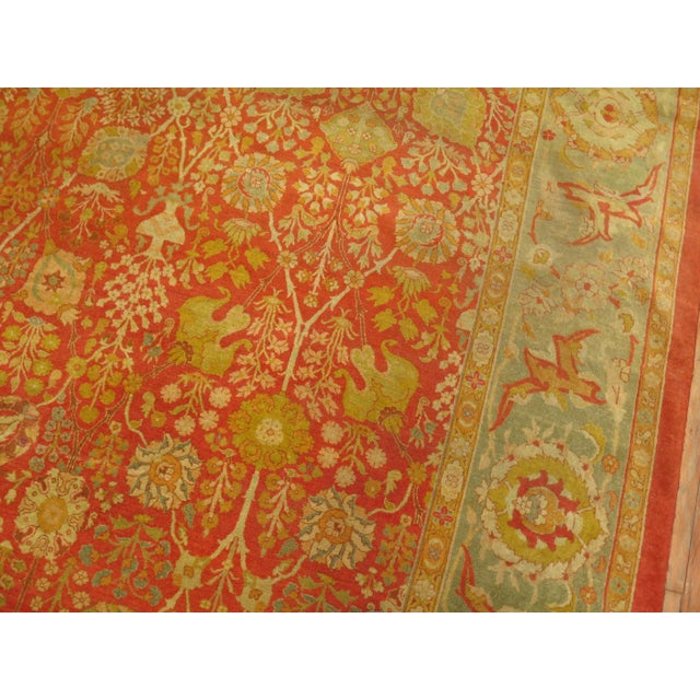 Indian 19th Century Superfine Antique Zabihi Collection Indian Agra Rug - 10' x 12'9" For Sale - Image 3 of 12