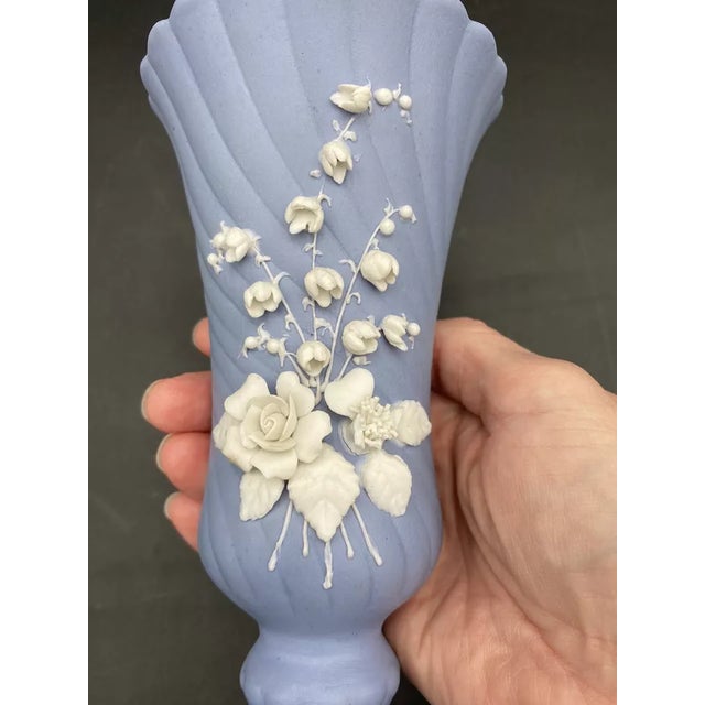 Mid-Century Modern Vintage Lefton Blue Bisque Vase For Sale - Image 3 of 5
