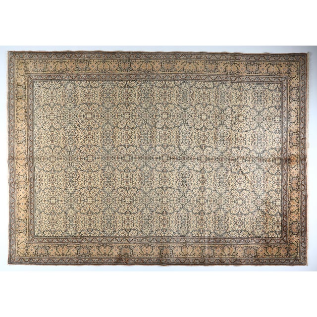 Tribal Handmade Double Knotted Turkish Floor Rug-Flower Design Rug For Sale - Image 3 of 13