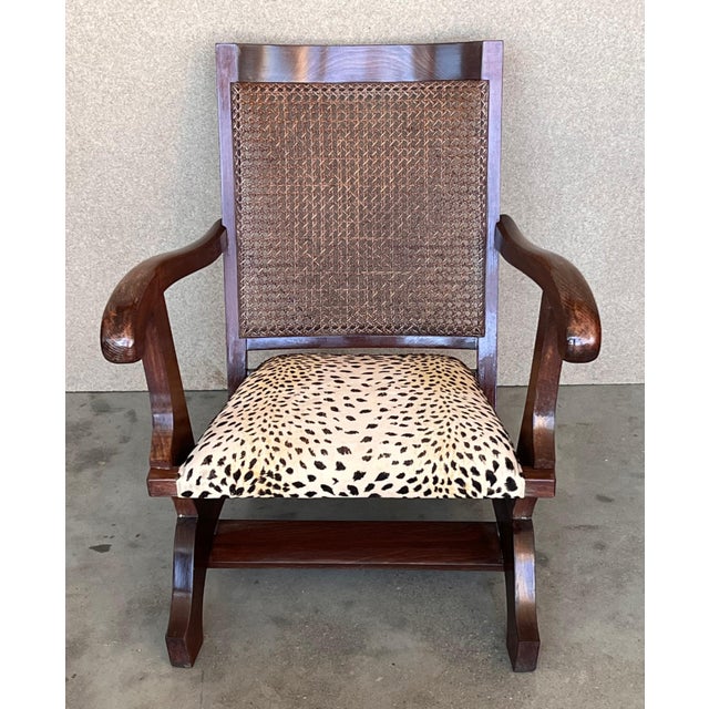 Mid-Century Modern Pair of Mid 20th Century Walnut, Caned Back Fireplace Low Armchairs For Sale - Image 3 of 18