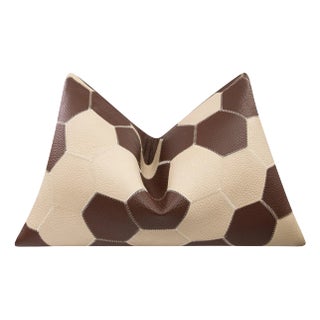 Cowhide Leather Patchwork Pillow - Handmade With Feather Down For Sale