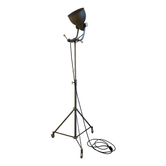 Vintage Industrial Floor Lamp on Tripod Base from Bundeswehr, 1960s For Sale