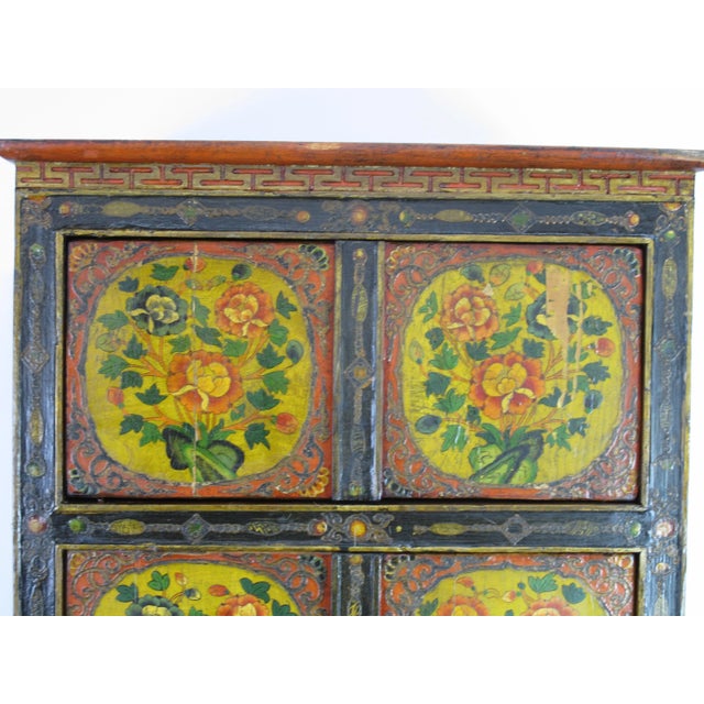 Vintage Tall Tibetan 5 Compartments Cabinet For Sale - Image 4 of 11
