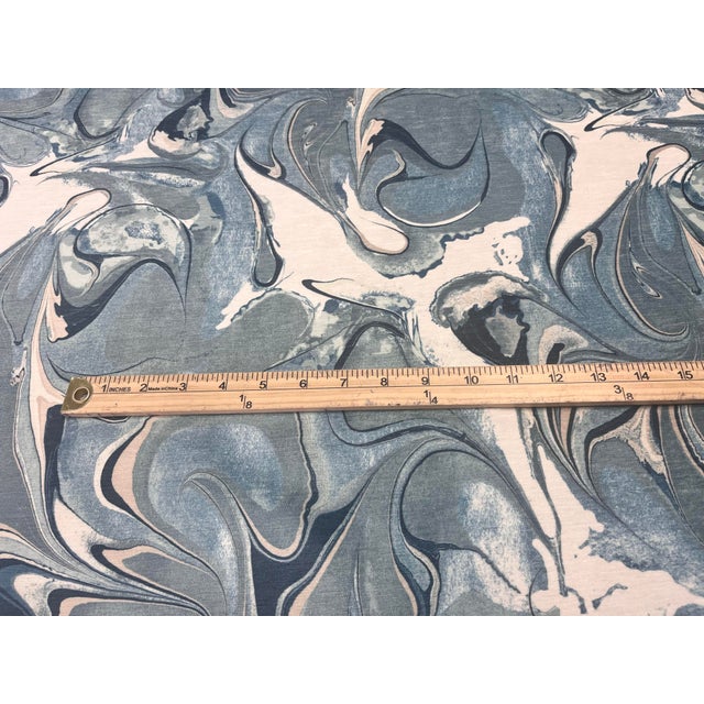Beautiful velvet fabric in seafoam green, navy, cream and teal with a meandering marble pattern. Price is per yard. Brand:...