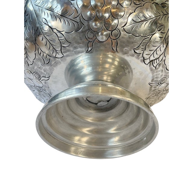 Metal Mid-20th Century Silver-Plated Grapevine Pedestal Bowl For Sale - Image 7 of 10