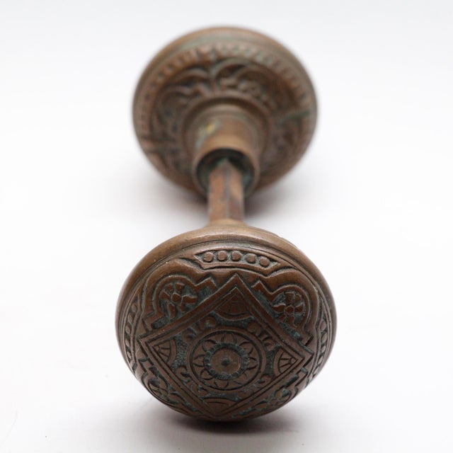 Pair of Antique Vernacular Bronze Corbin Passage Door Knobs For Sale - Image 4 of 5