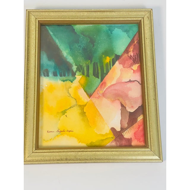 Paint 1970s Triptych of Abstract Watercolors Dvora Margules Sapir For Sale - Image 7 of 8