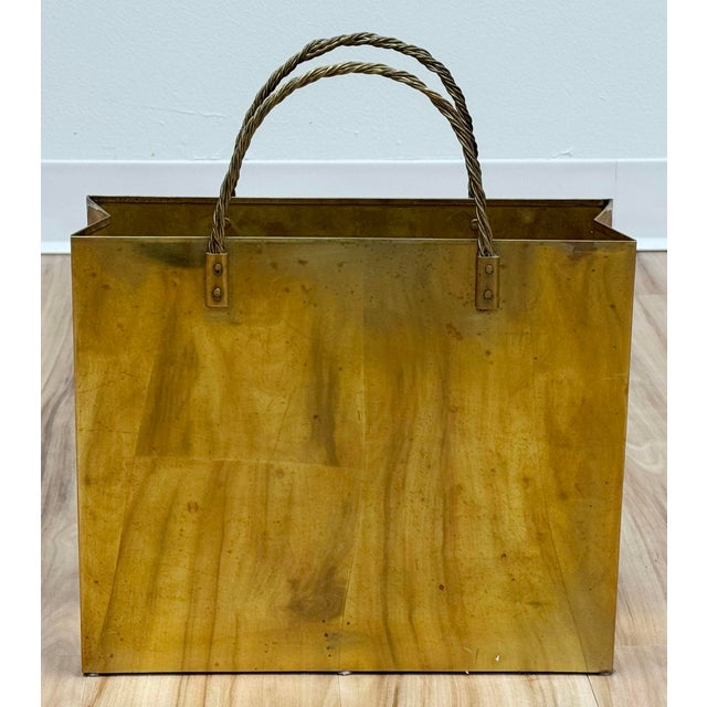 Brass Vintage Italian Brass Shopping Gift Bag Gio Ponti Attributed For Sale - Image 8 of 11