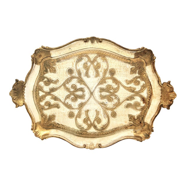 Mid Century Italian Florentine Gilded Tray For Sale