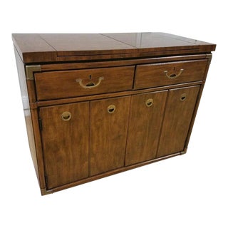 Drexel Heritage Campaign Style Bar / Buffet Server on Rollers For Sale