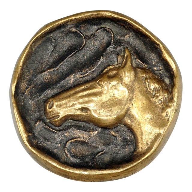 Antique Gilt Bronze Equestrian Vide Poche Paperweight Dish For Sale
