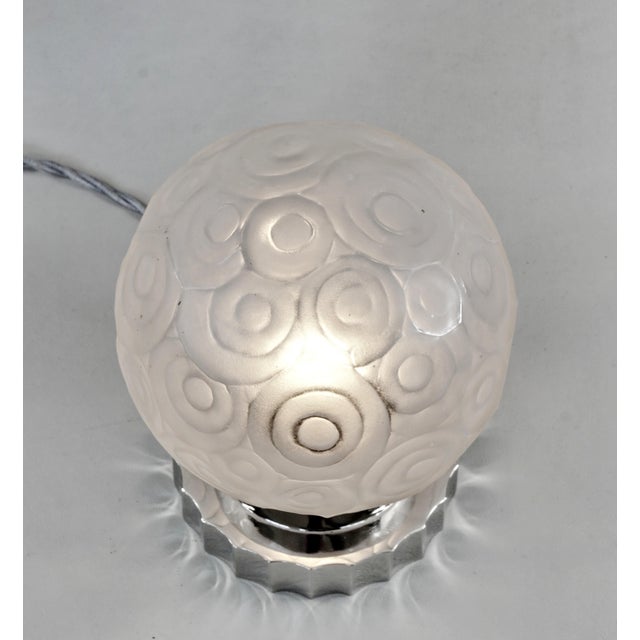 Metal French Art Deco Table Lamp by Marius Sabino 1930 France For Sale - Image 7 of 13