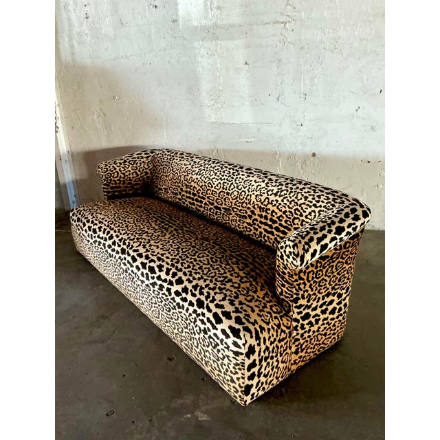 Amber Vintage Boho Leopard Velvet Roll Arm Sofa For Sale - Image 8 of 12