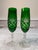Vintage Fabergé Odessa Emerald Green Crystal Champagne Flutes - Pair For Sale - Image 4 of 7