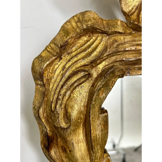 Antique Art Nouveau Giltwood Wall Mirror With Hand Carved Botanical Leaf Frame For Sale - Image 9 of 10