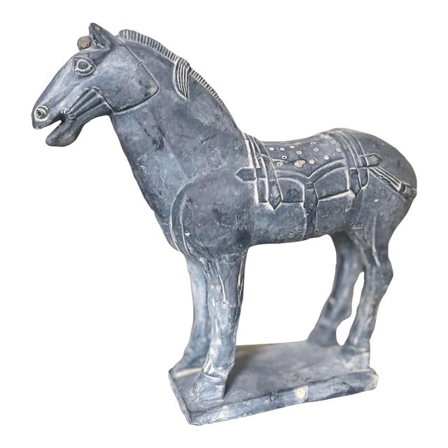 Chinoiserie Tang Horse Terra Cotta Statue For Sale