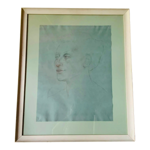 1960s Portrait Drawing of a Woman, Gallery Framed